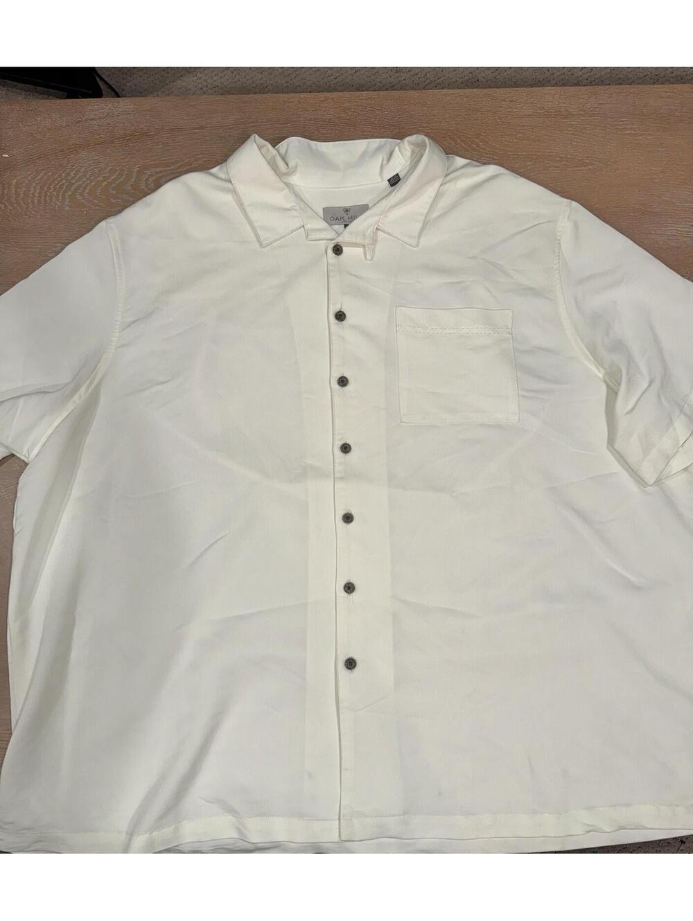 Oak Hill by DXL Men's Ivory Camp Shirt Button Down Rayon Polyester 3XL